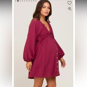 Pinkblush Burgundy Long Sleeve Dress